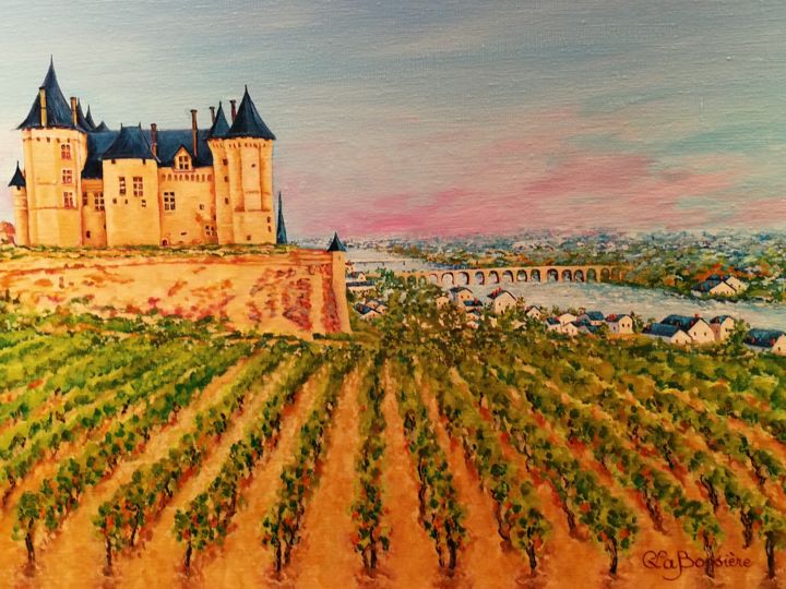 Peinture intitulée "Le château de Saumur" par Cécile Labossière, Œuvre d'art originale, Huile