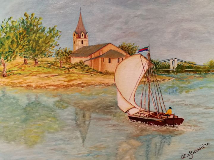 绘画 标题为“Gabarre sur la Loire” 由Cécile Labossière, 原创艺术品, 油