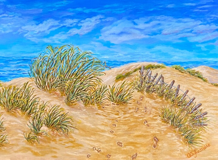 Peinture intitulée "Dans les dunes" par Cécile Labossière, Œuvre d'art originale, Huile