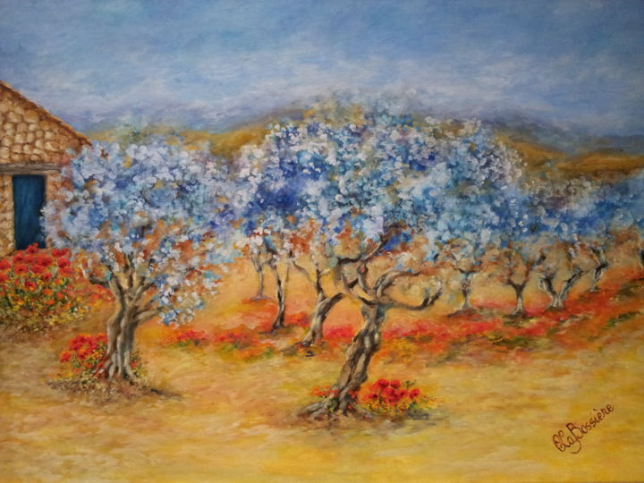 Painting titled "Printemps en Proven…" by Cécile Labossière, Original Artwork, Oil