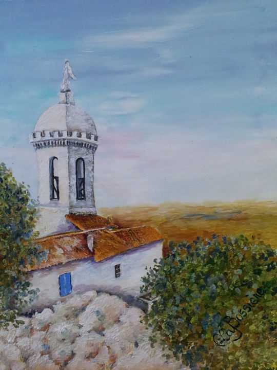 Peinture intitulée "le-clocher-d-allauc…" par Cécile Labossière, Œuvre d'art originale, Huile