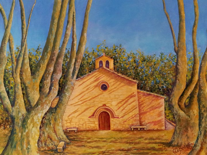 Картина под названием "Chapelle-St-Barthél…" - Cécile Labossière, Подлинное произведение искусства, Масло