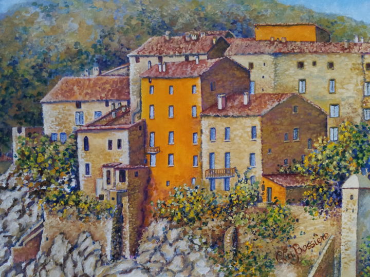 Sartene-Corse-Village-Perché, Peinture par Cécile Labossière