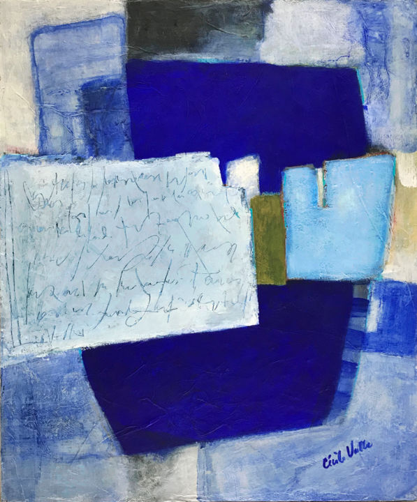 Картина под названием "Le bleu pour mémoire" - Cécile Valle, Подлинное произведение искусства, Пигменты