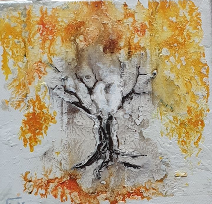 Painting titled "Orange Tree" by Cecile Gonne Victoria, Original Artwork, Acrylic