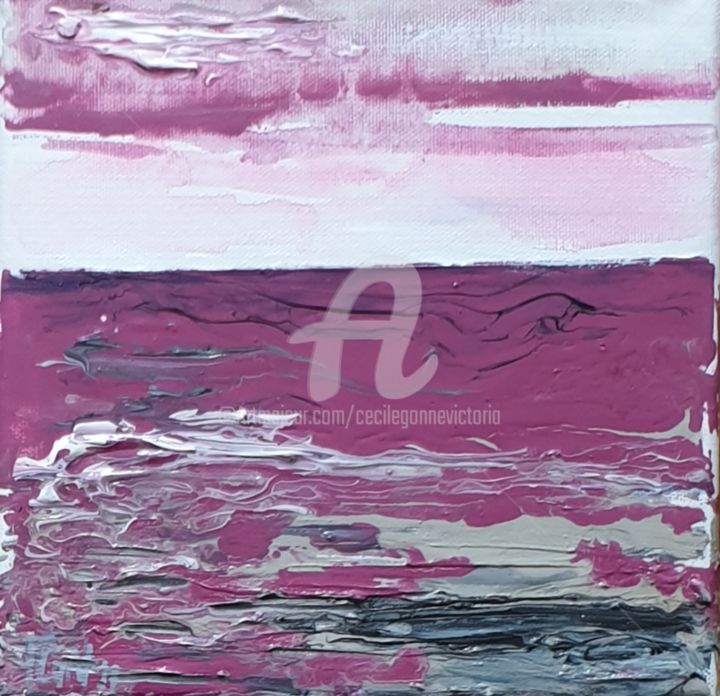 Peinture intitulée "Plage Rose" par Cecile Gonne Victoria, Œuvre d'art originale, Acrylique