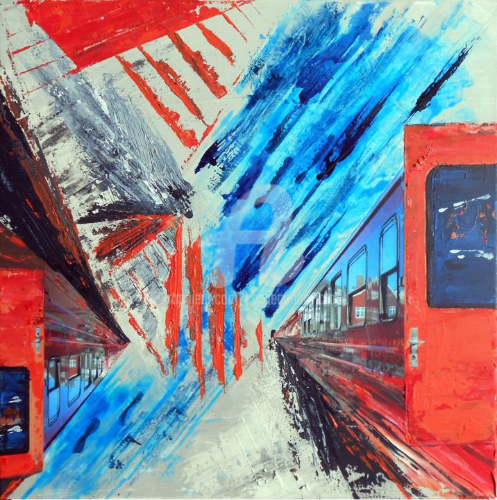 Painting titled "Collectif Train pou…" by Cecile Gonne Victoria, Original Artwork, Acrylic