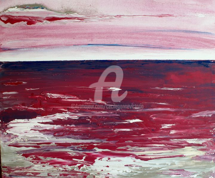 Painting titled "Marée Rouge 2" by Cecile Gonne Victoria, Original Artwork, Acrylic