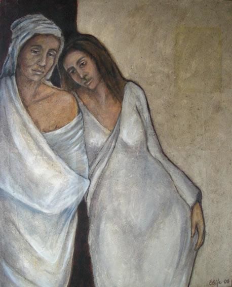 Painting titled "couple" by Cécile Rateau, Original Artwork