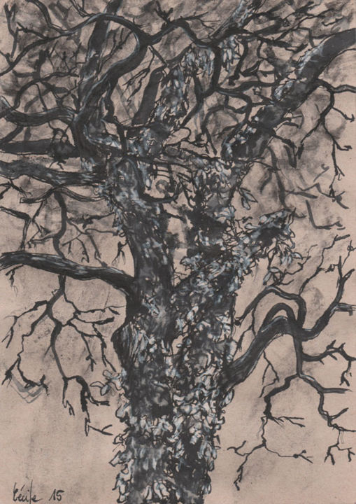 Dessin intitulée "croquis arbre" par Cécile Rateau, Œuvre d'art originale