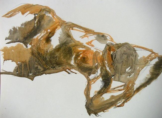 Peinture intitulée "sein cadmium" par Cecil Grange, Œuvre d'art originale