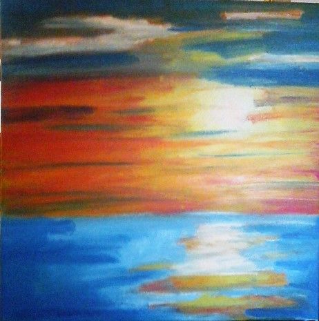 Painting titled "Setting sun" by Cecilia, Original Artwork, Oil