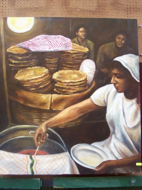 Pintura titulada "Vendedora de buñuel…" por Cecilia Ceballos, Obra de arte original