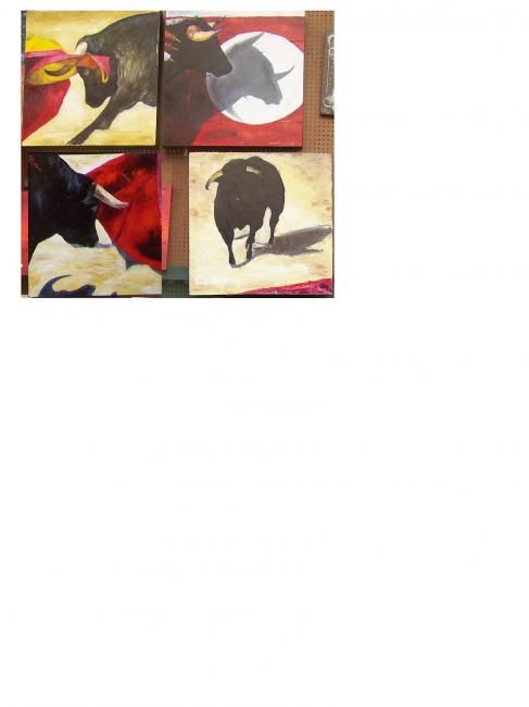 Pintura titulada "toros" por Cecilia Ceballos, Obra de arte original
