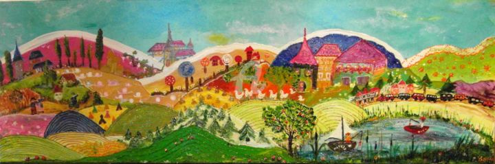 "Paysage-naif 2  (12…" başlıklı Tablo Cécilia Crivelli tarafından, Orijinal sanat, Akrilik