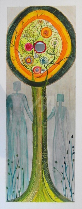 Peinture intitulée "Adam et Eve (40x10…" par Cécilia Crivelli, Œuvre d'art originale, Acrylique