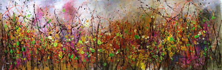 Painting titled "Mystical Gardens -…" by Cecilia Frigati, Original Artwork, Acrylic