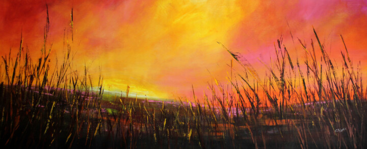 Malerei mit dem Titel ""Sunset #8"" von Cecilia Frigati, Original-Kunstwerk, Acryl