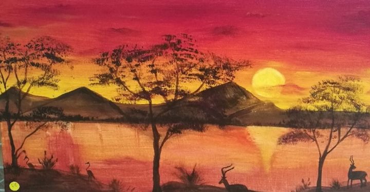Painting titled "TRANQUILLE..." by Cécilia Godeneche, Original Artwork, Acrylic