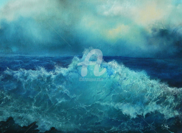 Malerei mit dem Titel "the-blue.jpg" von Cecilia Melinescu, Original-Kunstwerk, Öl