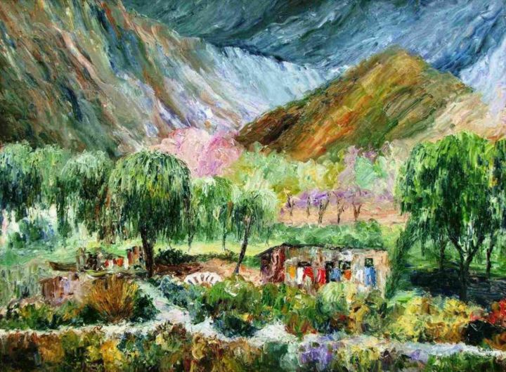 Painting titled ""El rancho de la pa…" by Cecilia Revol Núñez (Pinturas), Original Artwork