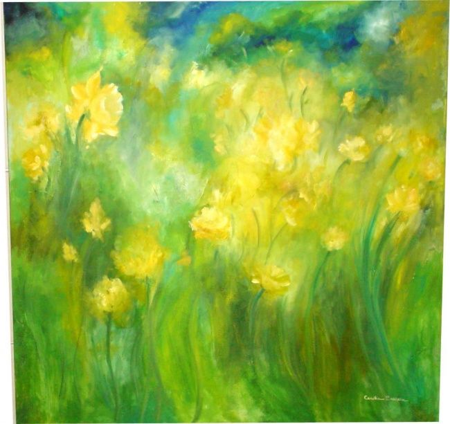 Pintura intitulada "flores amarelas" por Cecilia Barrera Ciça, Obras de arte originais
