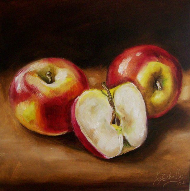Painting titled "Pommes" by C Ceballos, Original Artwork, Other