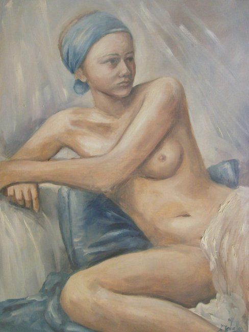 Painting titled "Nue" by C Ceballos, Original Artwork, Oil