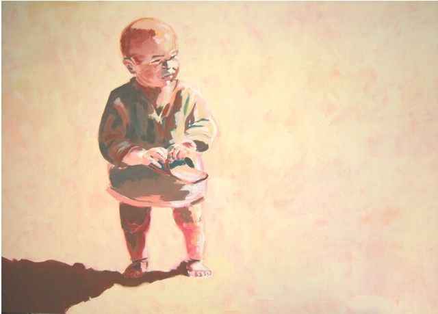 Peinture intitulée "Bambino/Child" par Cecilia D'Angela, Œuvre d'art originale