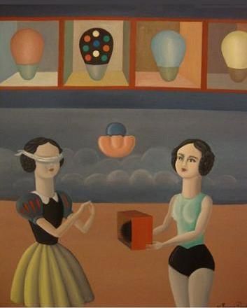 Malerei mit dem Titel "LE PLAISIR" von María Prado (Pintora Surrealista), Original-Kunstwerk
