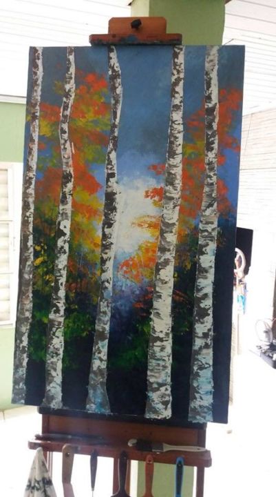 Pintura titulada "A arte das árvores" por Alvaro Lani Flores, Obra de arte original, Tela