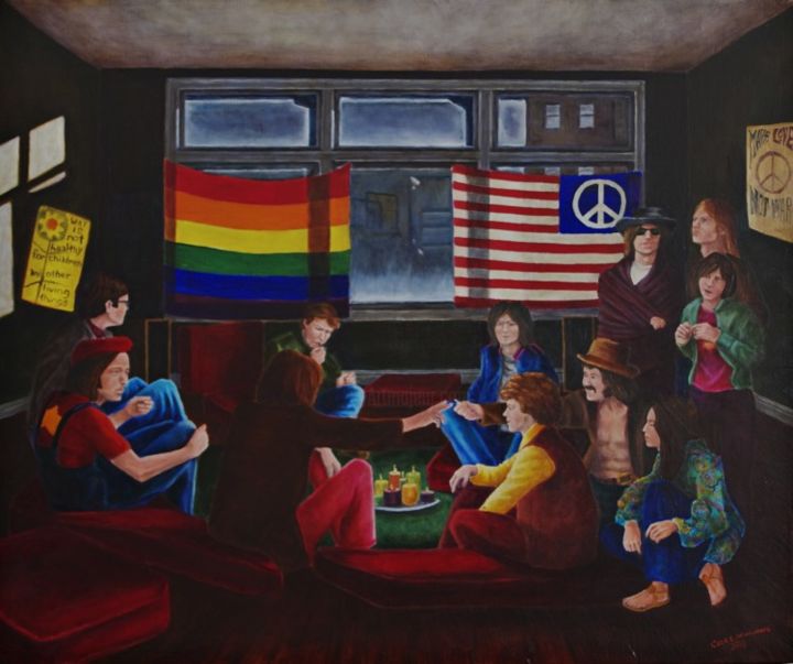 Painting titled "Felons" by Cecil Williams, Original Art, Oil