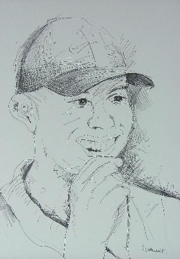 Dibujo titulada "Tiger Woods" por Cecułka, Obra de arte original