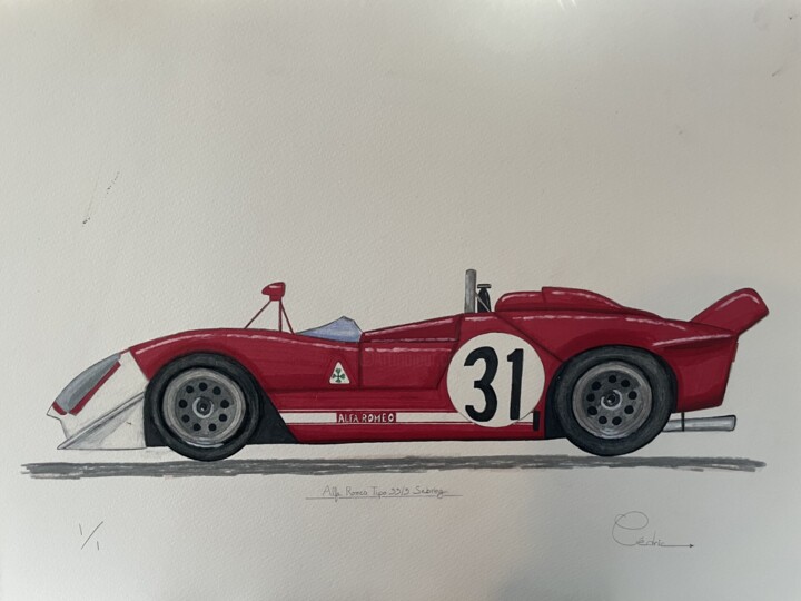 Dessin intitulée "Alfa Romeo type 33/…" par Ced Crn, Œuvre d'art originale, Marqueur