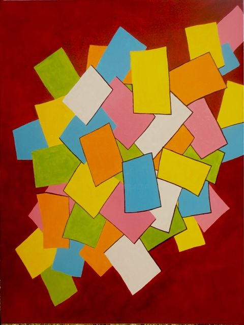 Painting titled "rectangle-multicolo…" by Ced Leux, Original Artwork, Acrylic