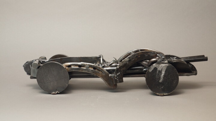 Sculpture titled "Iron race car 50's" by Cédric Bonfanti, Original Artwork, Metals