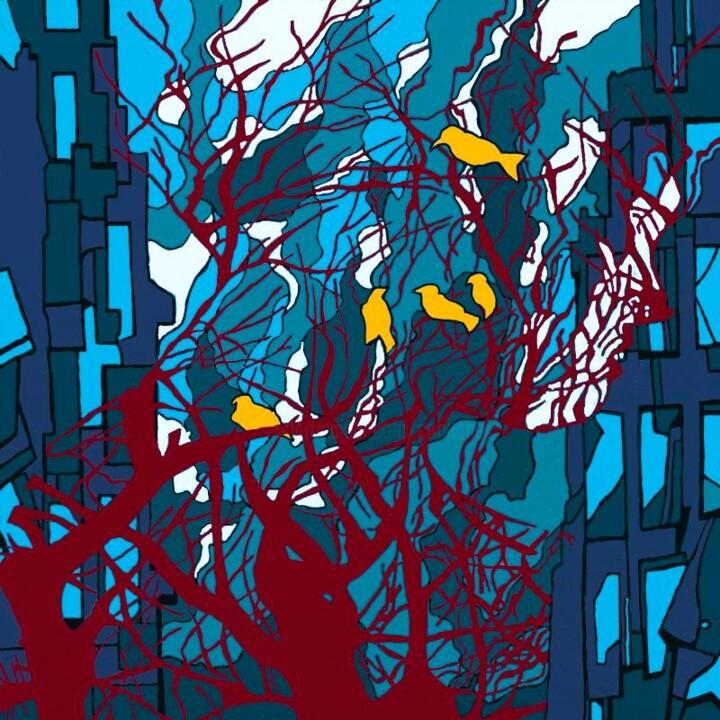 Digitale Kunst mit dem Titel "Visage dans les rui…" von Cédric Mounir, Original-Kunstwerk, Digitale Malerei