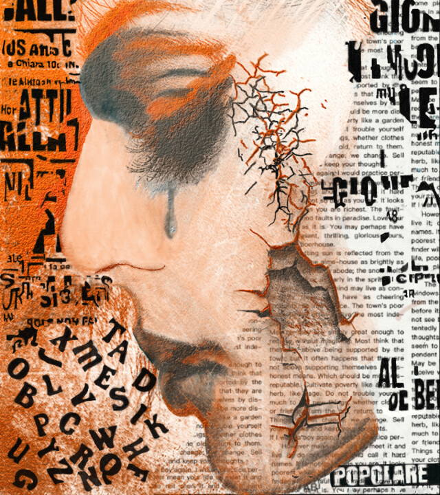 Цифровое искусство под названием "Indigestion d'infor…" - Cédric Mounir, Подлинное произведение искусства, Цифровая живопись