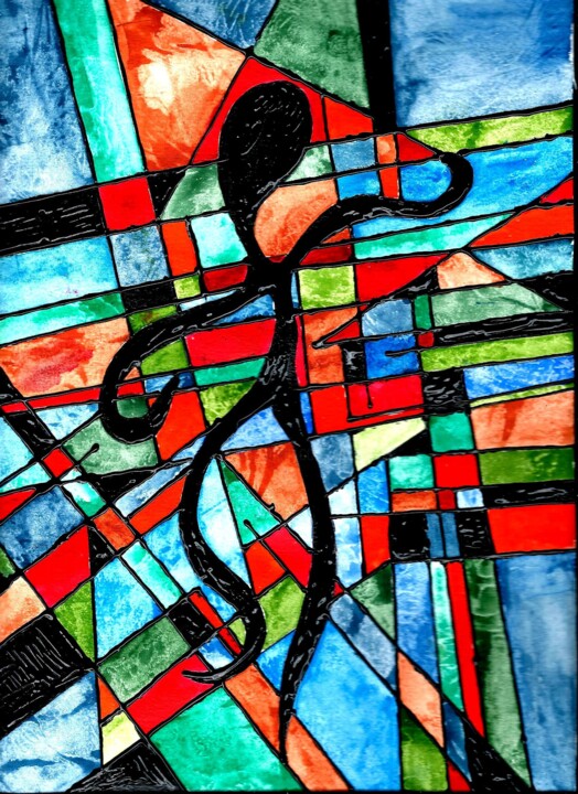 Peinture intitulée "mixte-sur-papier-10…" par Cédric Mounir, Œuvre d'art originale