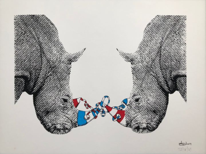 Disegno intitolato "Rhino1" da Cédric Stadelmann, Opera d'arte originale