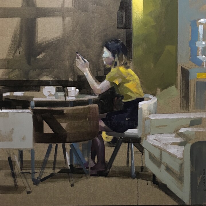 Pintura titulada "L'écran 1" por Cedrick Vannier, Obra de arte original, Oleo Montado en Bastidor de camilla de madera
