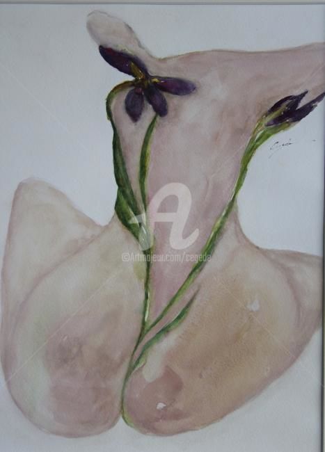 Peinture intitulée "Figure aux Iris" par Cegede, Œuvre d'art originale, Acrylique