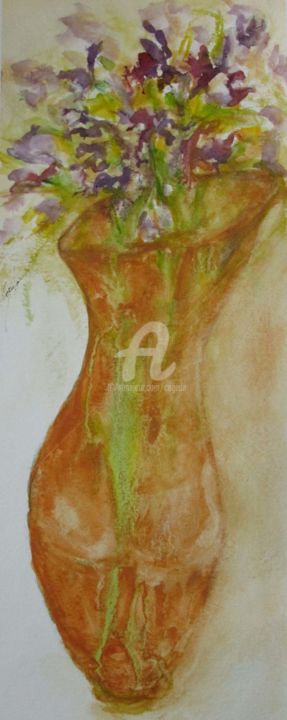 Painting titled "vase corolle" by Cegede, Original Artwork, Ink