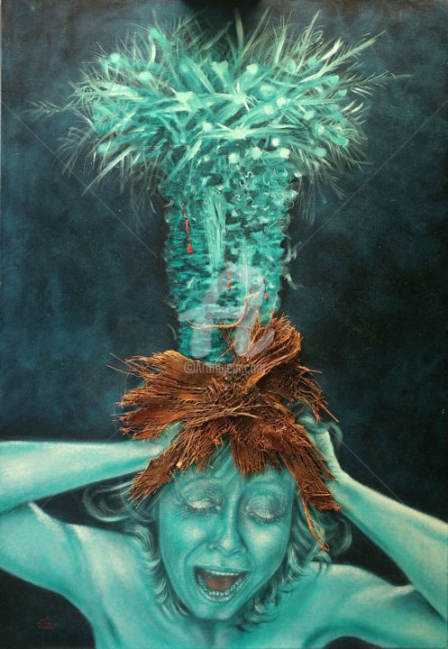 Pittura intitolato "palermo-muore-100x7…" da Celeste, Opera d'arte originale,