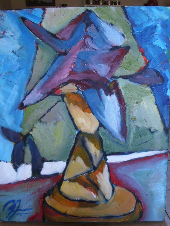 Peinture intitulée "Magnolia Blessing" par Celeste Fourie-Wiid, Œuvre d'art originale, Huile