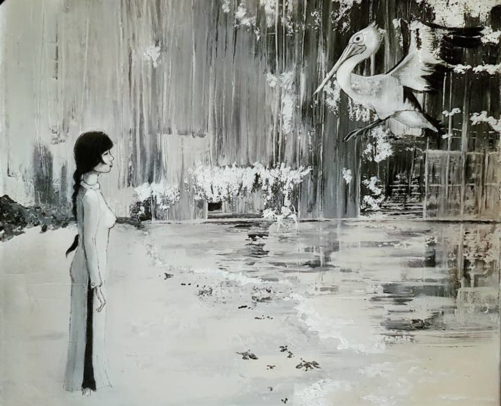 Peinture intitulée "Here comes the rain" par Céleste Java, Œuvre d'art originale, Acrylique