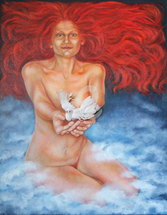 Painting titled "il-dono-di-afrodite…" by Celestina Salemi, Original Artwork