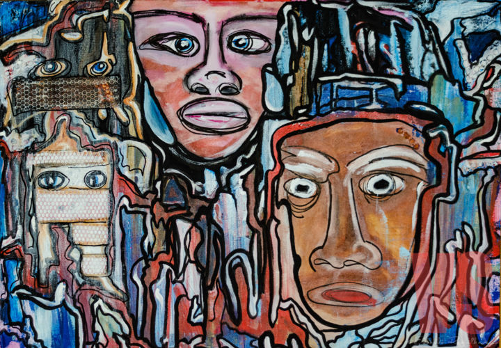 Pittura intitolato "Africans" da Tina J. Garcia, Opera d'arte originale, Acrilico