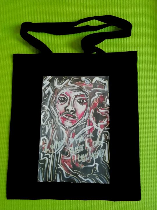 Artisanat intitulée "Home black tote bag" par Tina J. Garcia, Œuvre d'art originale