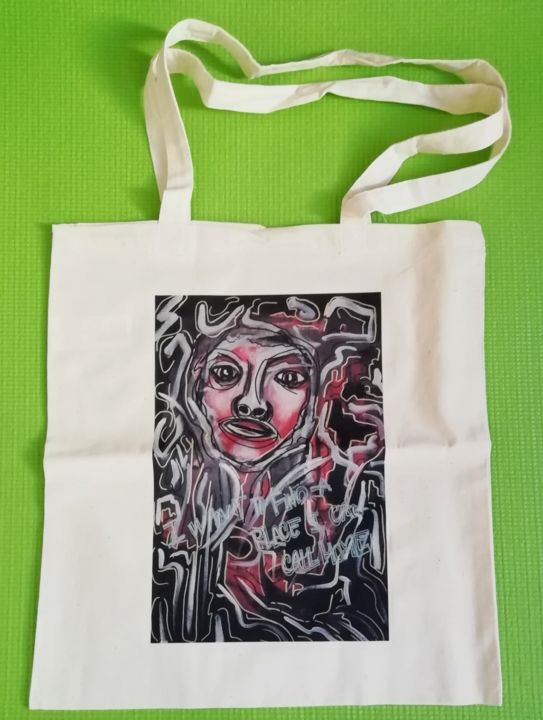 Artisanat intitulée "Home white tote bag" par Tina J. Garcia, Œuvre d'art originale